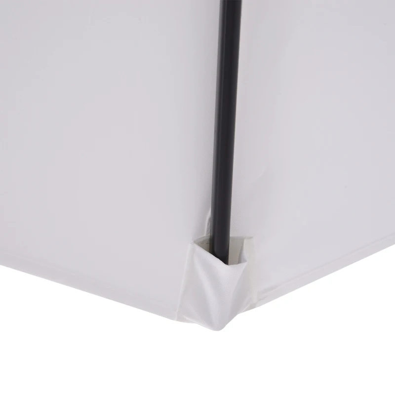 Outsunny Chapéu de Sol de Jardim Ø295x250cm com Manivela Chapéu de Sol Exterior com Mecanismo de Inclinação e Mastro Desmontável de Metal para Terraço Piscina Pátio Branco