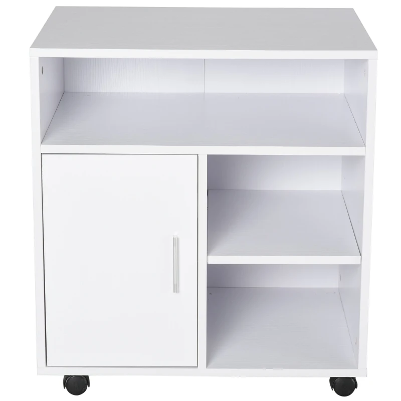 HOMCOM Armário de Escritório para Impressora Multifuncional com Prateleiras e Amplo Espaço de Armazenamento 60x50x65,5 cm Branco
