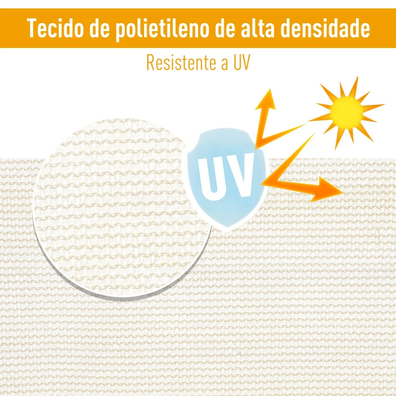 Outsunny Toldo Vela Triangular 6X6X6 HDPE 185 g / m2 para varanda jardim campismo creme
