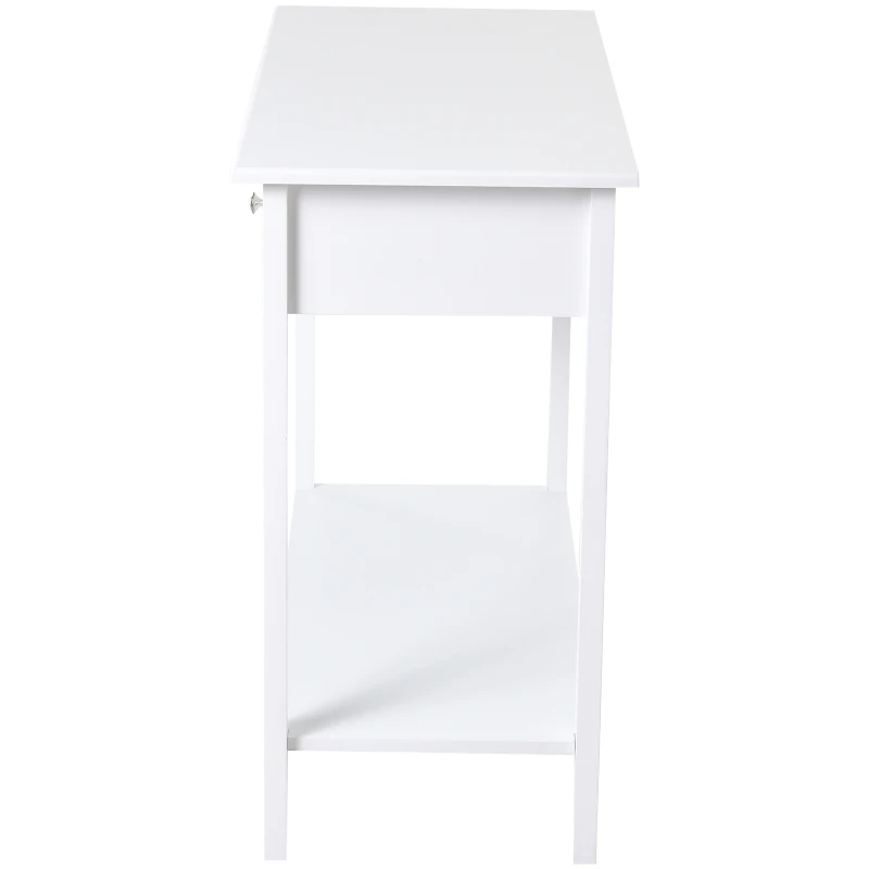 HOMCOM Mesa consola tipo aparador para corredor com 3 gavetas e 1 prateleira 90x40x75cm Branco