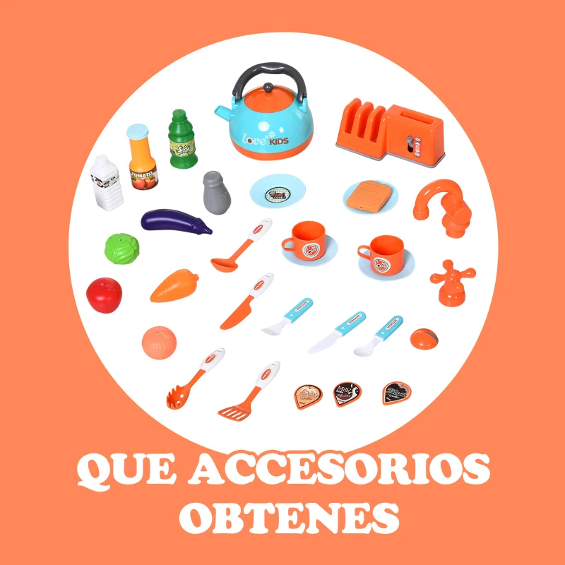 HOMCOM Conjunto de brinquedos de cozinha para crianças acima de 3 anos Luzes e sons educacionais azul