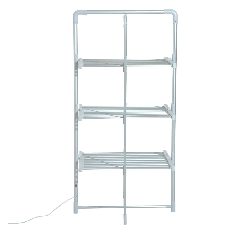 HOMCOM Varal Elétrico Dobrável   3 níveis Secador de roupa com 30 barras de alumínio quente 73x67x144cm