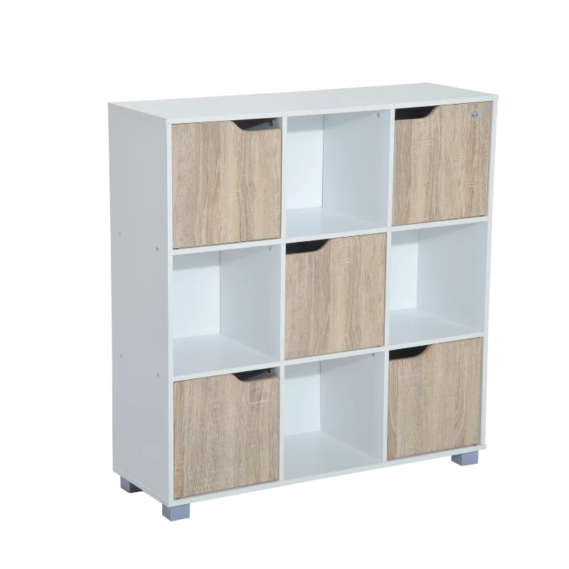 HomCom® Armário Baixo tipo Organizador Multifuncional de 3 Níveis – Cor Branco e Carvalho- 89.5x30x93cm