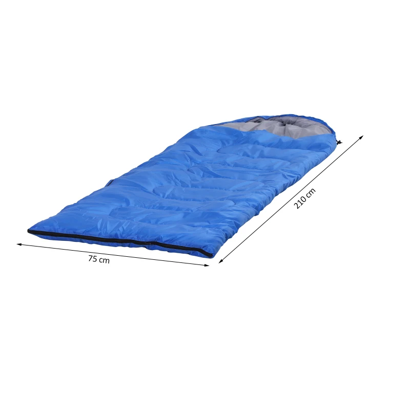 Outsunny Saco de dormir para acampamento 1 lugar 210x75 cm Azul