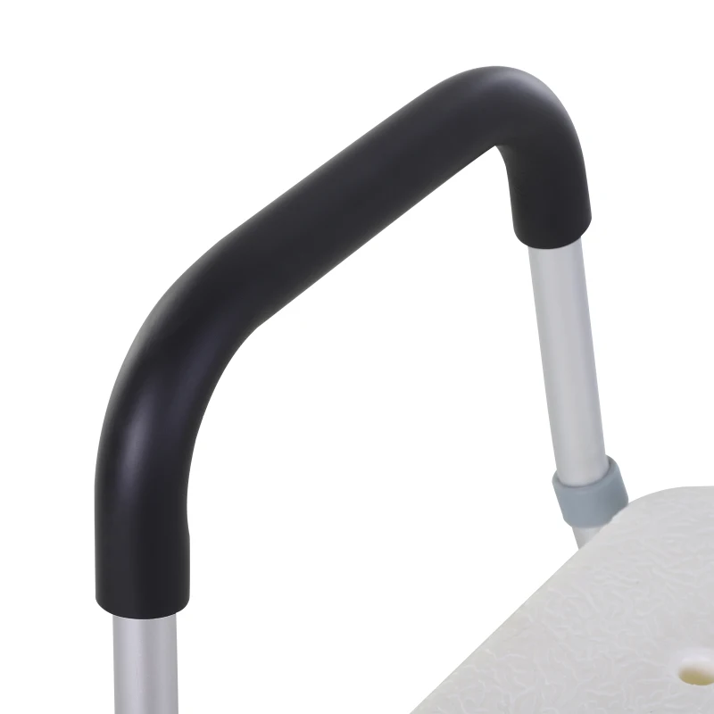 HOMCOM Cadeira para Duche Antiderrapante com Altura Ajustável em 6 Níveis Apoio para os Braços e Encosto 51,5x51,5x71-84 cm Branco