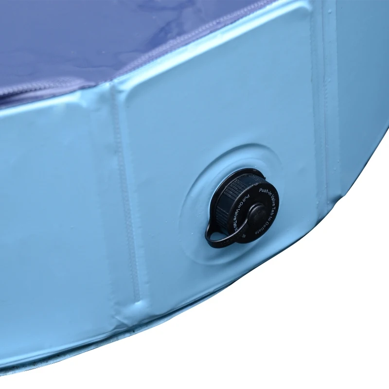 PawHut Piscina Dobrável para Cães Ø120x30 cm Banheira Portátil para Animais de Estimação PVC Antiderrapante Usos Múltiplos Interior e Exterior Azul