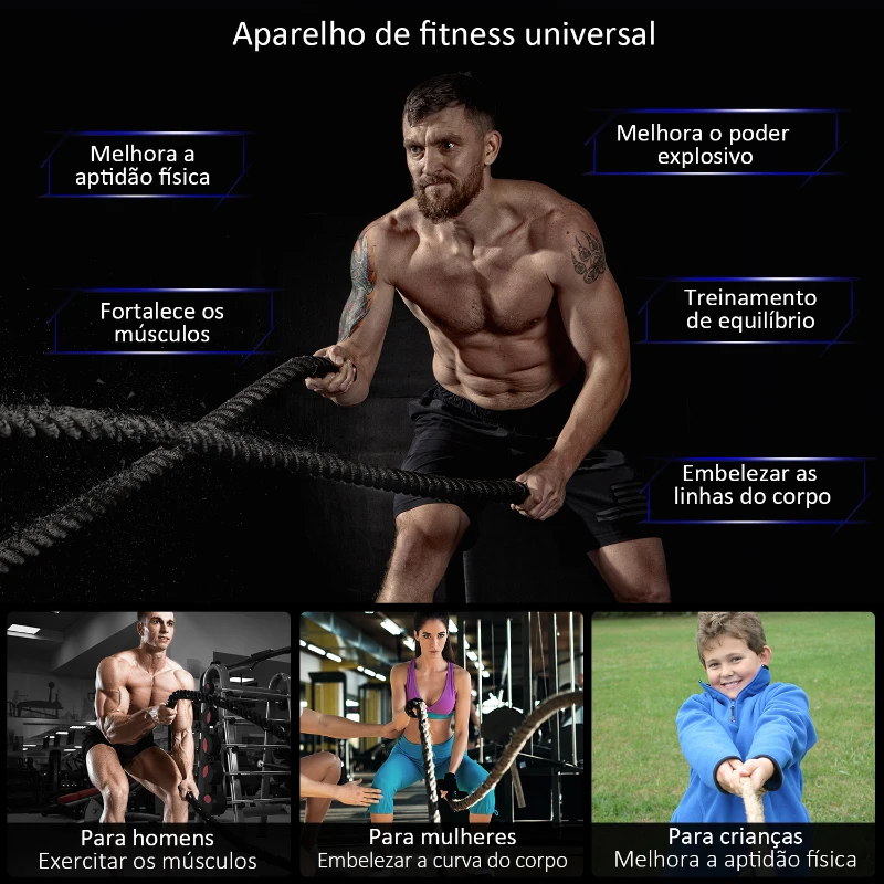 HOMCOM Corda Exercício Fitness 9kg Desporto Crossfit Ф38mm Comprimento 12m Poliéster Ultra-Resistente