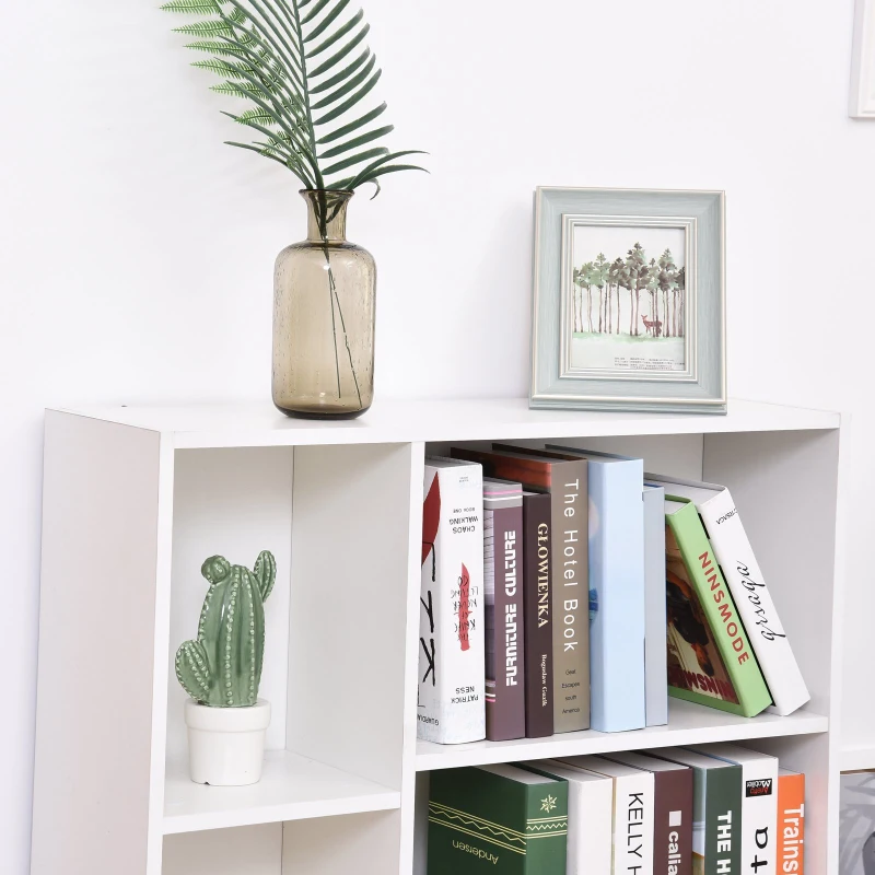 HOMCOM Estantes de Livros Estante de Madeira 5 Prateleiras 2 Portas Biblioteca Organizadora para Casa e Escritório Branco