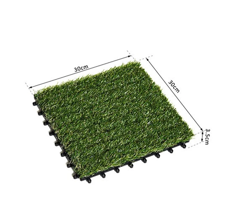 Outsunny Relva Artificial 30x30cm 10 Peças com Altura de 25mm Alta Densidade 11000 Relva Artificial de Encaixe para Exterior Pátio Terraço Verde