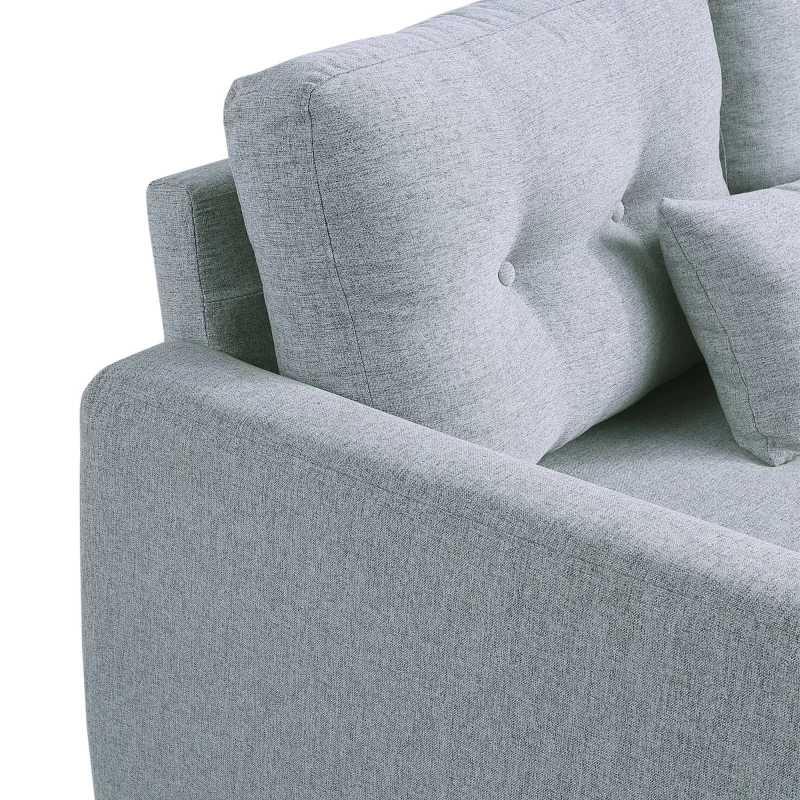 HOMCOM Sofá de 2 lugares Poltrona de dois lugares para sala de estar com almofadas e assento acolchoado fronha lavável 140x78x83 cm cinza claro