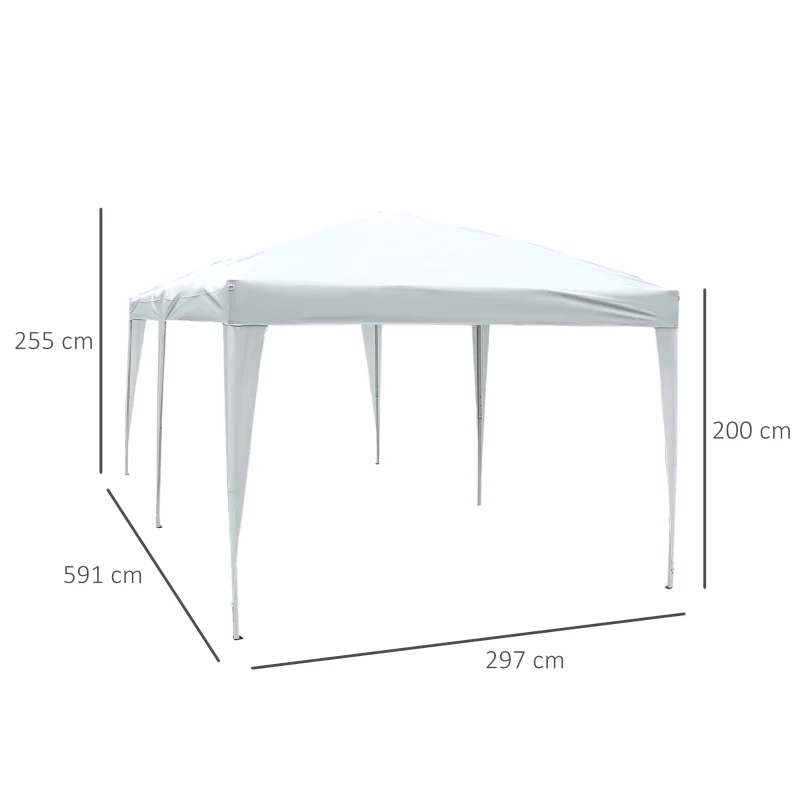 Outsunny Pérgola para Jardim 6x3m Dobrável Bolsa de Transporte Tela Oxford Aço Branco