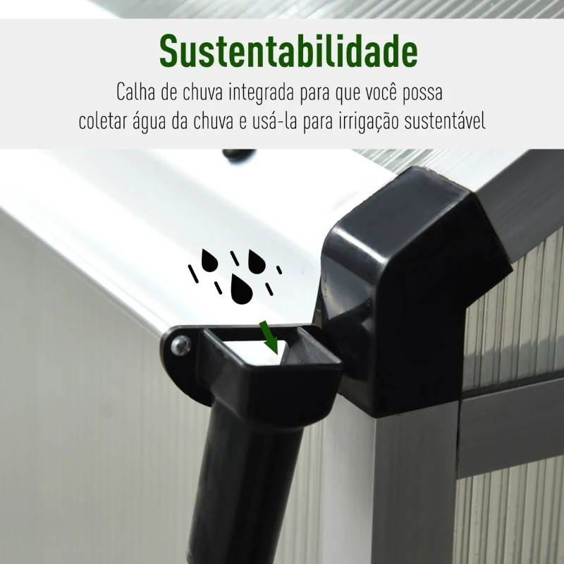 Outsunny Estufa Policarbonato Transparente e Alumínio Estufa de jardim com porta e janela 182x183x195 cm Transparente