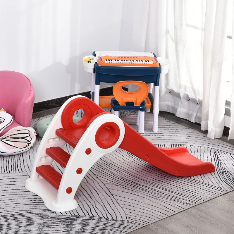 HOMCOM Escorrega infantil para crianças acima de 3 anos dobrável com escada e rampa 120x50x56 cm Vermelho