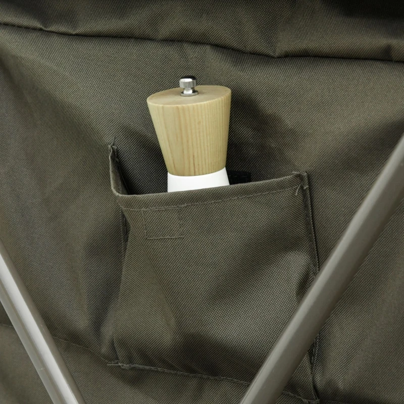 Outsunny Armário de cozinha dobrável com para vento 6 prateleiras Bolsa de armazenamento Portas com zíper para acampamento e piquenique 94x57x109 cm Verde