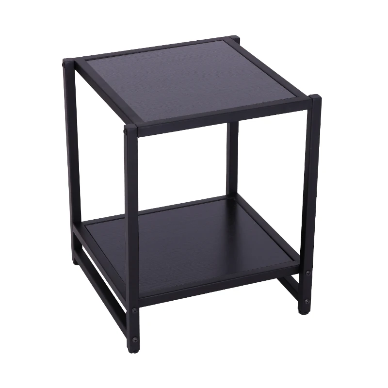 HOMCOM Mesa Auxiliar para sala de estar e quarto Metal Preto 38x38x45,7 cm