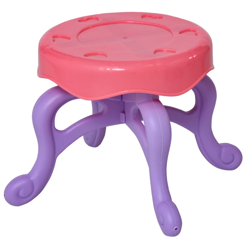 HOMCOM  Penteadeira com banquinho Função de música Luzes para crianças acima de 3 anos Inclui 29 peças penteadeira de brinquedo infantil 49,5x23,5x69,5 cm azul