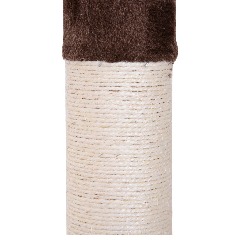 PawHut Árvore Arranhadora para Gatos Arranhador para Fixar ao Teto Altura Ajustável com Plataformas Poste de Sisal 40x34x230-260cm Marrom