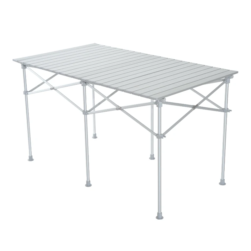 HomCom Mesa Dobrável para Terraço ou Jardim - Cor Prata - Material de Alumínio - 124x70x68cm