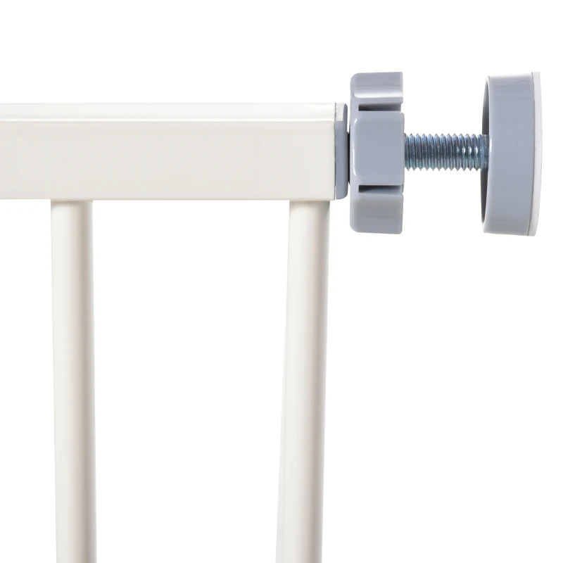 PawHut Barreira de Segurança para Animais de Estimação Cães com Extensão de 17,5 cm Sistema de Fechamento Automático 74-97,5x76,2 cm Branco