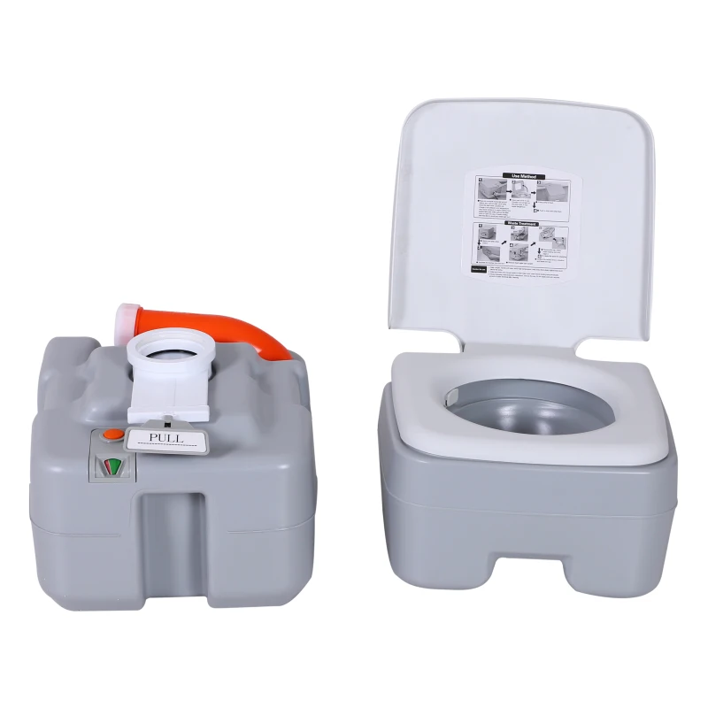 HOMCOM Vaso sanitário móvel portátil  de  20L com tampa  41.5x36.5x42cm