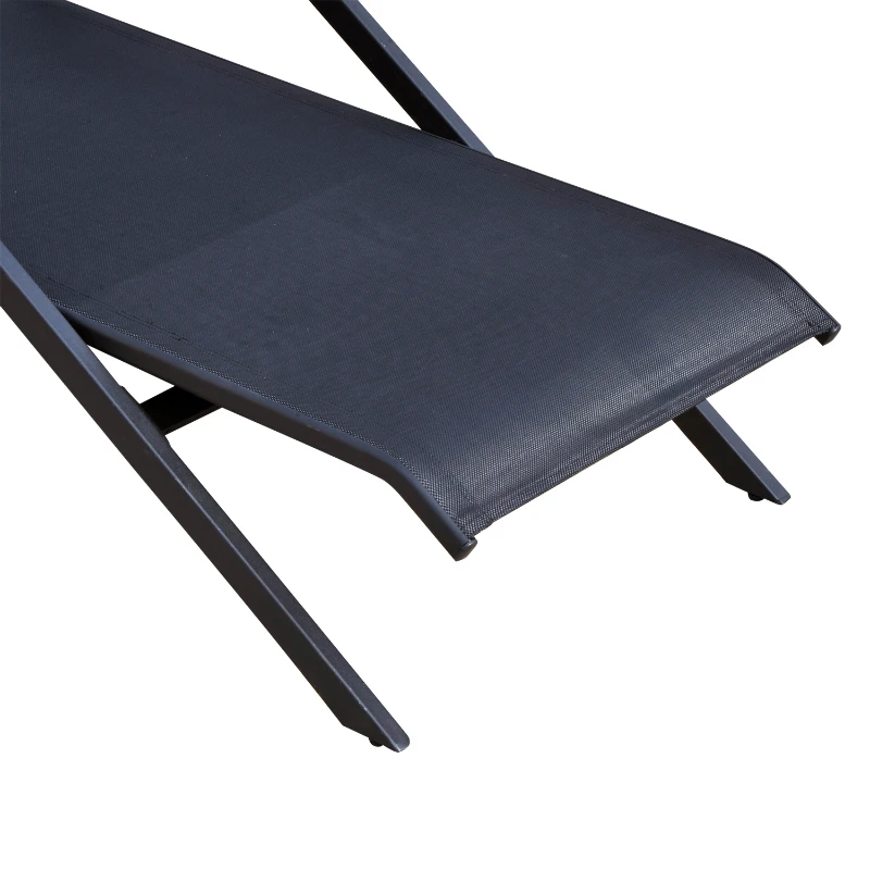 Espreguiçadeira para jardim ou terraço com encosto ajustável - Preto - Aço e Textilene - 175 x 55 x 41-95cm