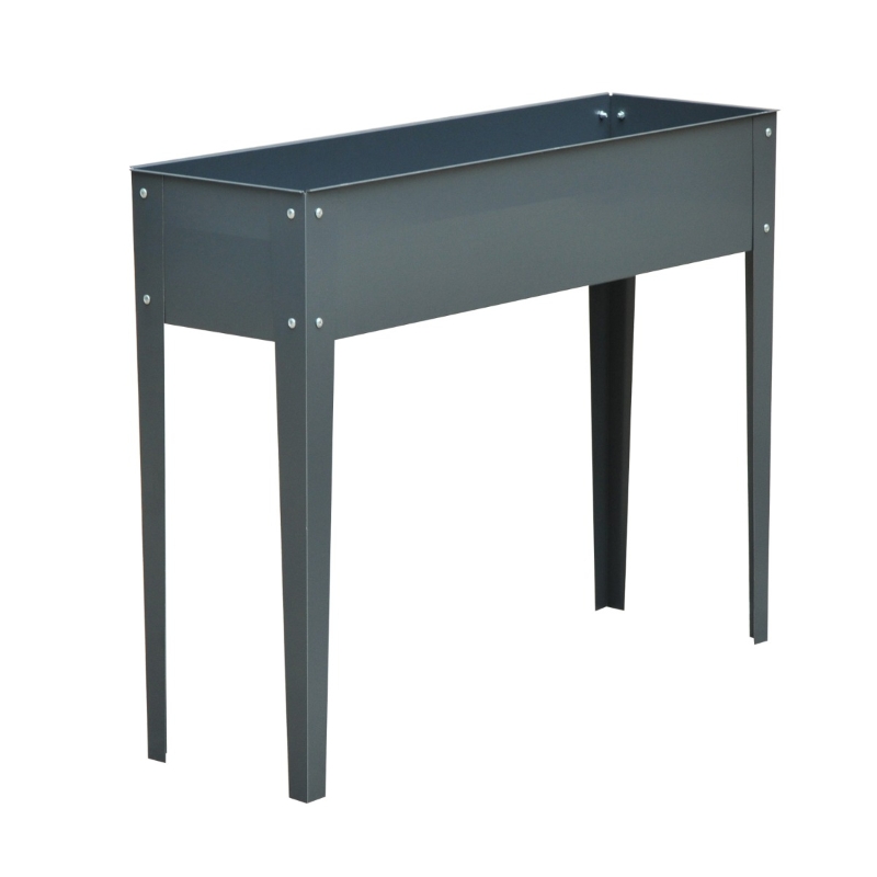 Outsunny Floreira Elevada Mesa para Cultivo Retangular para Plantas Verduras e Flores com 3 Orifícios de Drenagem 100x30x80cm Cinza
