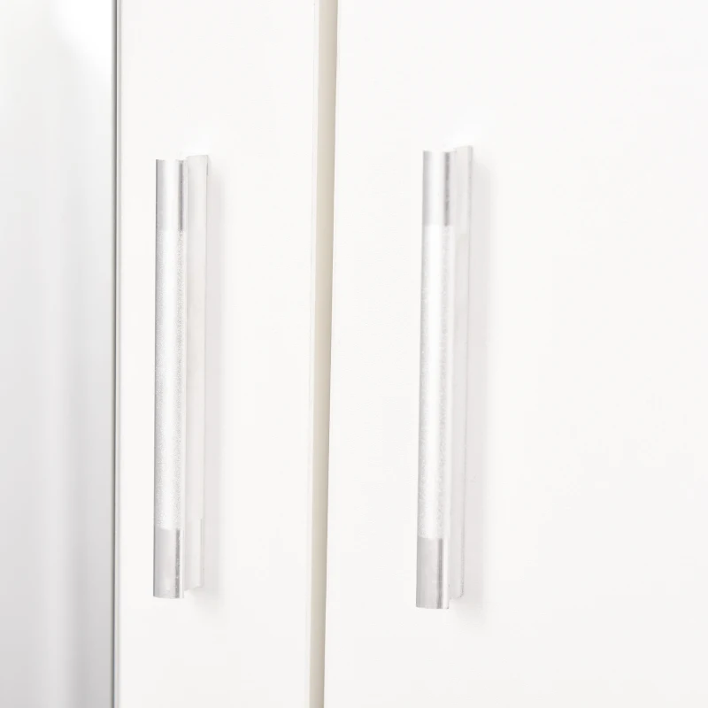 HOMCOM Armário Roupeiro de 2 Portas com Espelho 3 Gavetas Prateleiras Ajustáveis e Barra para Pendurar Incluida Roupeiro para Dormitório 80x50x180cm Branco