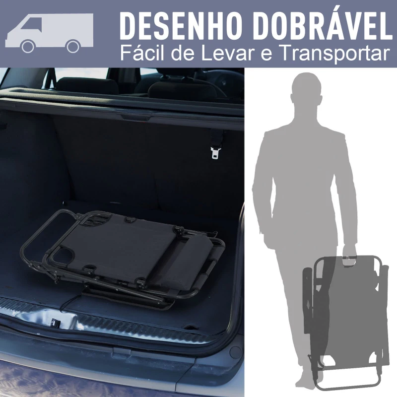 Outsunny Espreguiçadeira Reclinável Dobrável com Encosto Ajustável Apoio de Braço e Apoio para os Pés Carga 136 kg 135x60x89cm Cinza