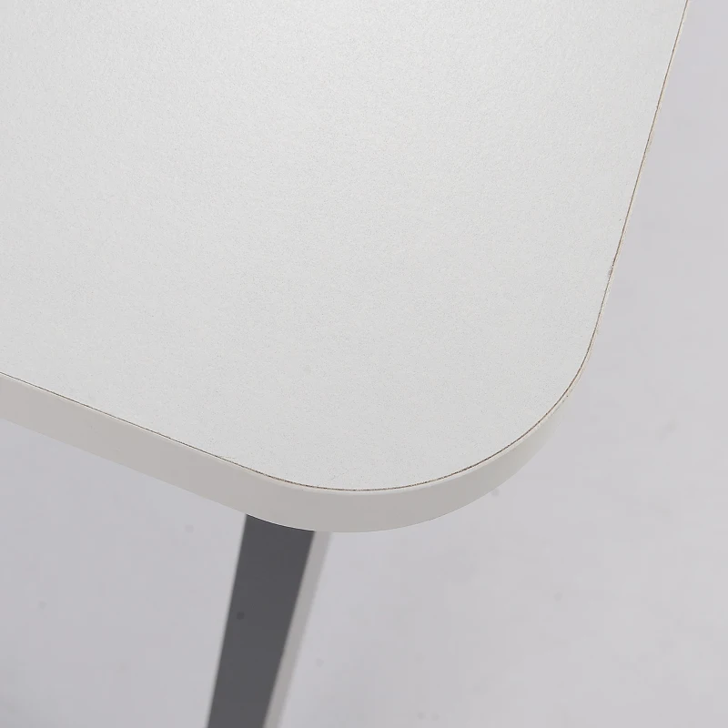 HOMCOM Secretária para escritório com gaveta e armário com prateleira ajustável Mesa multifuncional para computador com borda redonda 150x60x76 cm Branco