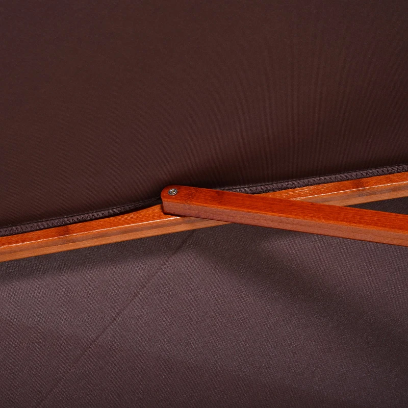 Outsunny Chapéu de Sol de Jardim com Teto Duplo Sistema de Polia Toldo de Poliéster Impermeável 3x3x2,97m Marrom