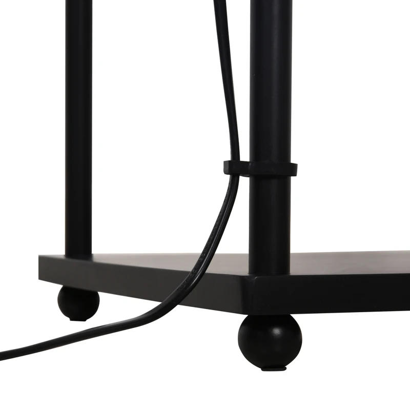 HOMCOM Lâmpada de assoalho com 3 prateleiras Interruptor de pedal 34.5x34.5x150 cm Preto e creme