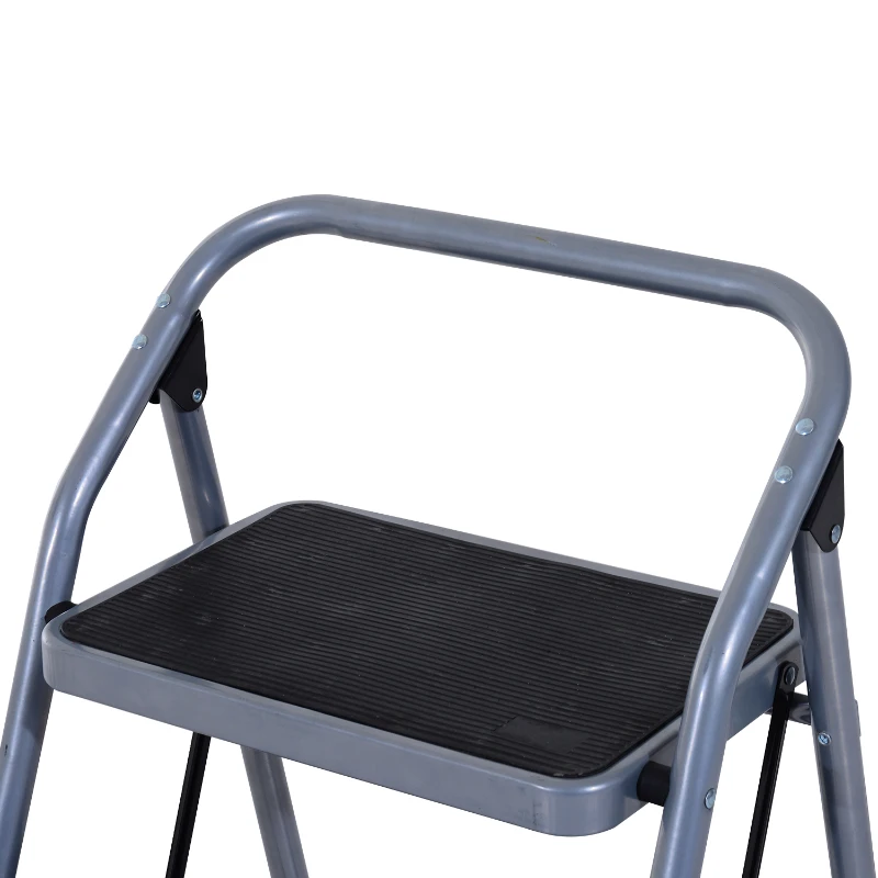 HOMCOM Escada de aço dobrável base antiderrapante 68x47x48 cm