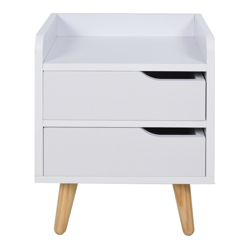 HOMCOM Mesa de cabeceira polivalente com 2 gavetas espaçosas 33x28x42 cm