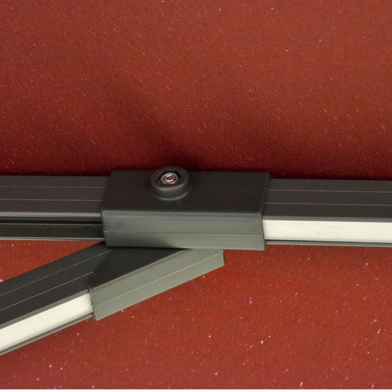 Outsunny Chapéu de Sol Excêntrico Φ300x248cm com Proteção UV 50+ Giratório 360º com Manivela Luzes LED Painel Solar e Teto Reclinável Vinho