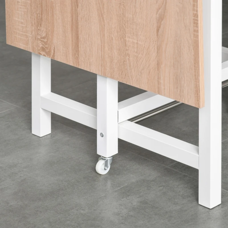 HOMCOM Mesa de jantar dobrável com 2 rodas Mesa lateral multifuncional para cozinha estudo 118x70x76,5 cm Carvalho