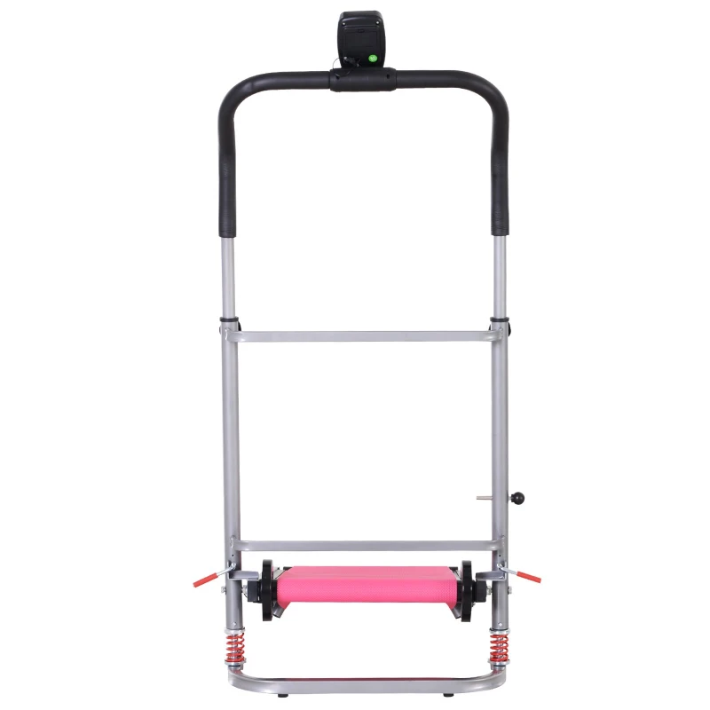 HOMCOM Esteira Portátil Manual Esteira Dobrável Tela LCD 2 Ângulos reclináveis Carga 110kg Altura 112-129cm Vermelho