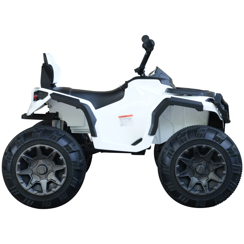HOMCOM Quadriciclo Elétrico Infantil para Crianças de 3-6 Anos com Bateria 12V MP3 Rádio Luzes Carga Máxima 30kg 103,5x69,5x70cm Branco