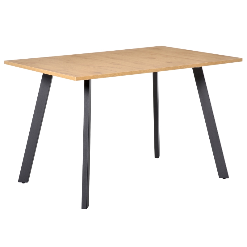 HOMCOM Mesa de Sala de Jantar Retangular Moderna com Pés de Metal e Almofadas Ajustáveis 120x80x76cm Carvalho
