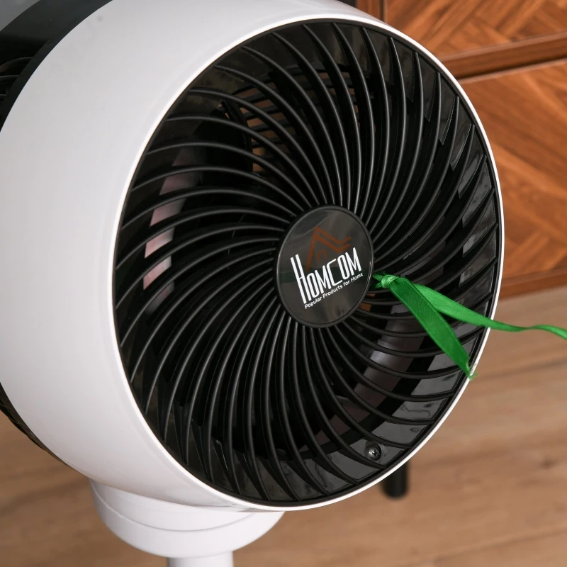 HOMCOM Ventilador de pé com 3 velocidades e 3 modos de diâmetro 23 cm / 9 " com circulação de ar Altura ajustável 60-70 cm Oscilar 70 ° com controle remoto Branco