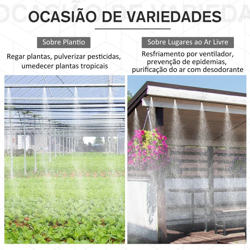 Outsunny Nebulizador de Água para Jardins Sistema de Resfriamento por Nebulização para Pátio Jardim Ar Livre 6m Preto
