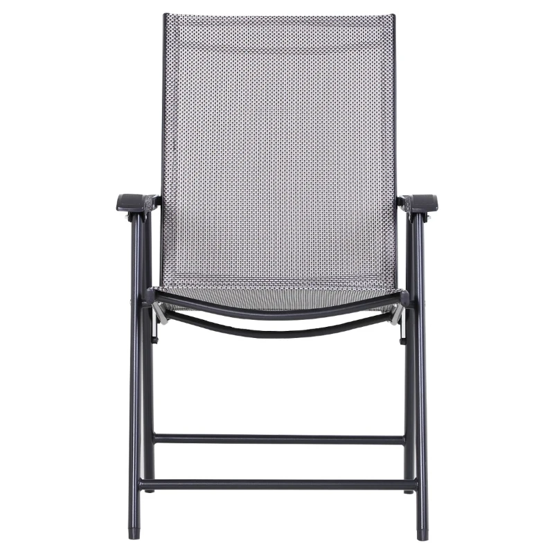 Outsunny Conjunto de 2 cadeiras dobráveis Com apoio de braços para varanda Jardim Terraço Carga 100kg 58x64x94 cm Cinza