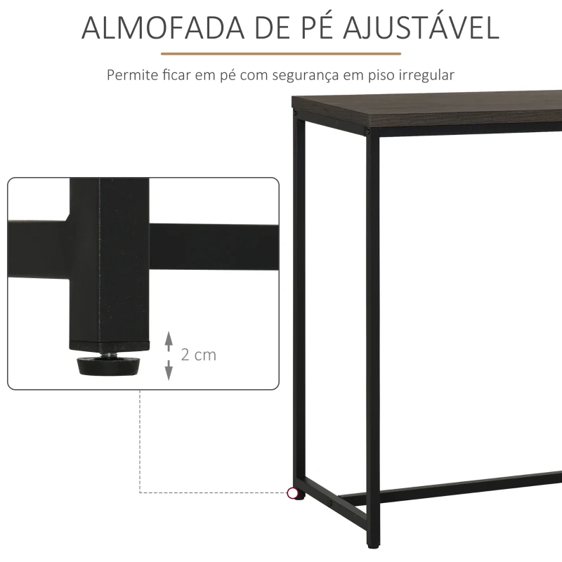 HOMCOM Mesa de Bar Bistrô mesa de sala de jantar Industrial com 2 Prateleiras de Metal e Madeira Carga 100 kg 120x50x100 cm Noz