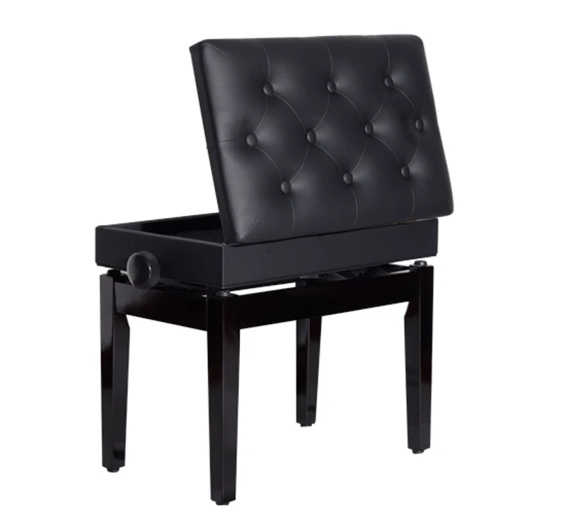 HOMCOM Banco de Piano com Espaço de Armazenamento Altura Ajustável com Assento Acolchoado Carga 200 kg 54,5x33x48-58 cm Preto