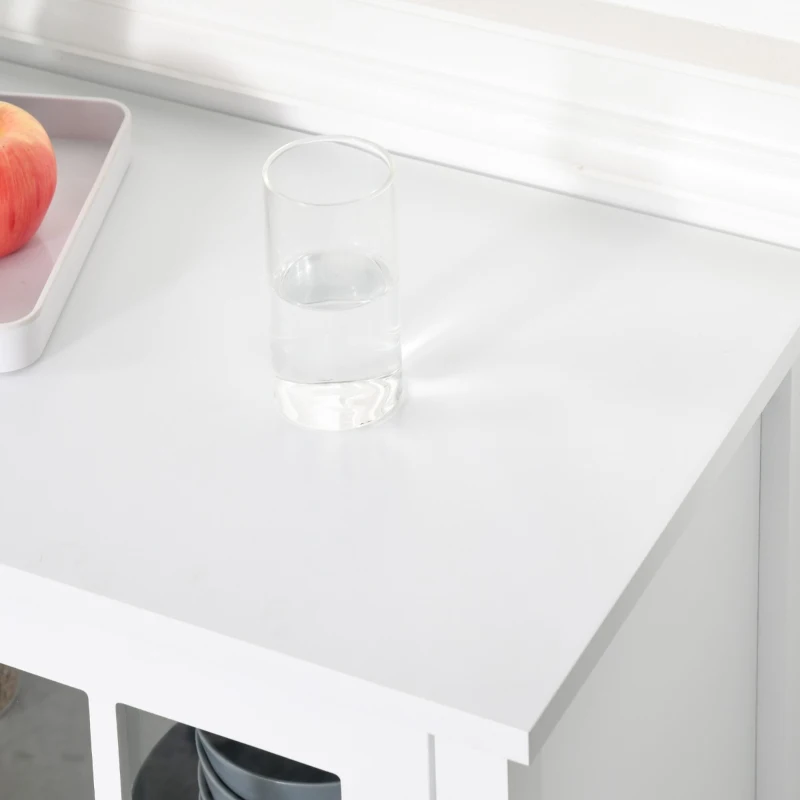 HOMCOM Aparador com 2 portas de vidro temperado Prateleira ajustável Armário multiuso  80x40x85,3 cm Branco