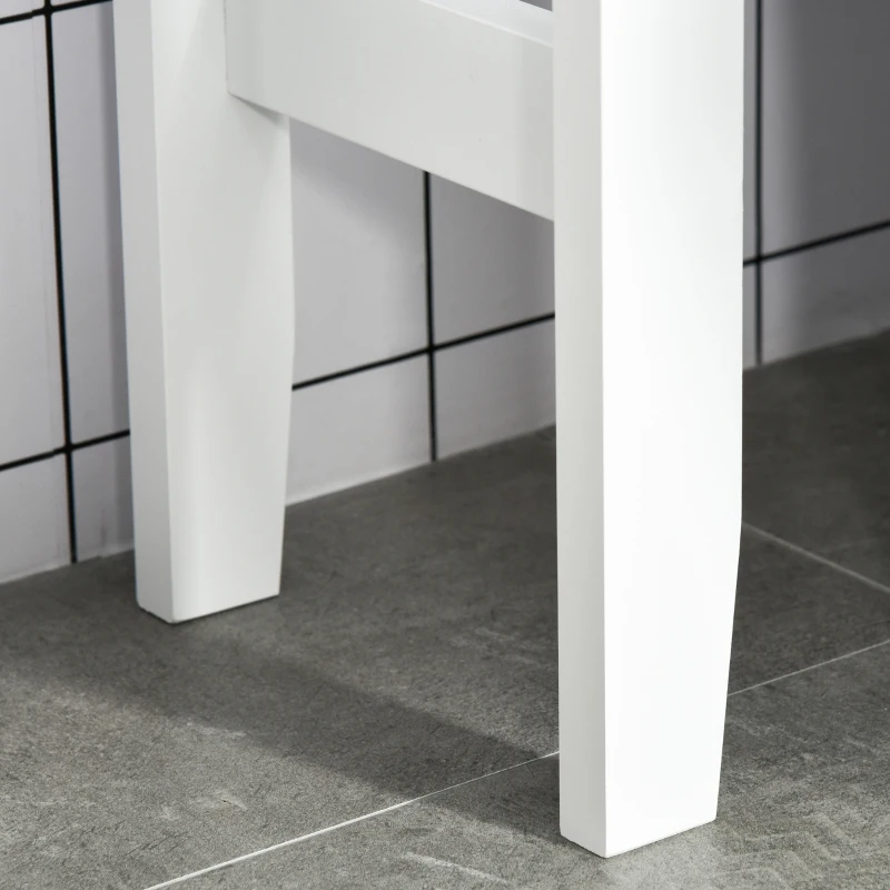 Kleankin Armário de banheiro com 3 prateleiras e 2 gavetas com dispositivo anti-queda 60x20x165 cm Branco