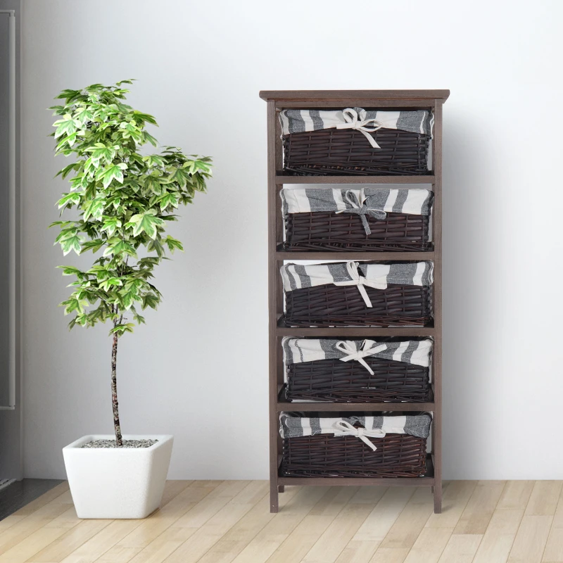 HomCom® Armário Madeira Castanho 40x29x90cm