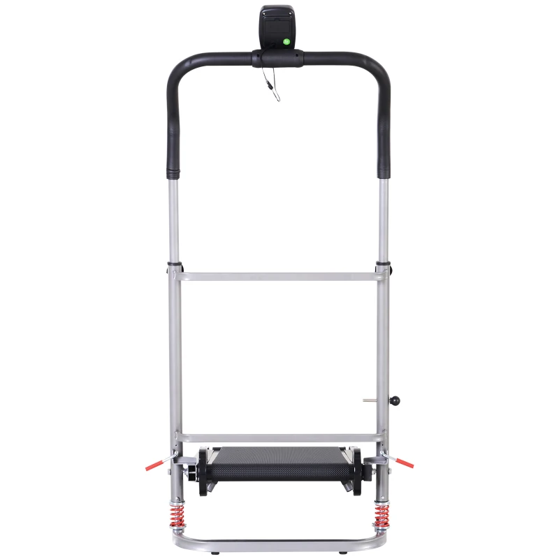 HOMCOM Esteira Portátil Manual Esteira dobrável Tela LCD 2 Ângulos reclináveis Carga 110kg Altura 112-129cm Preto