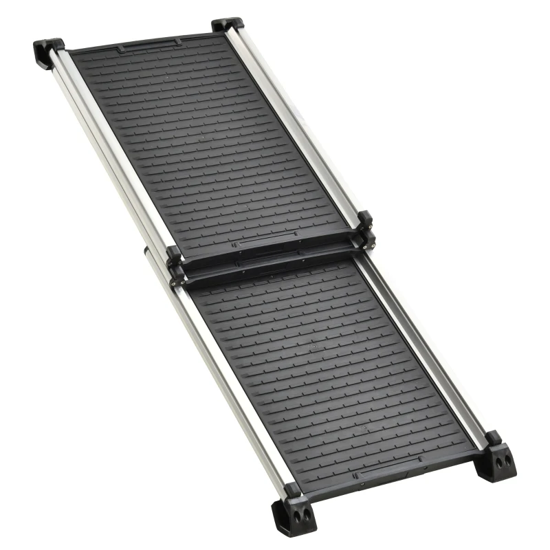 PawHut Rampa dobrável em liga de alumínio para animais de estimação com trilhos laterais antiderrapantes e alça de transporte fácil 159x42x11,5 cm Preto