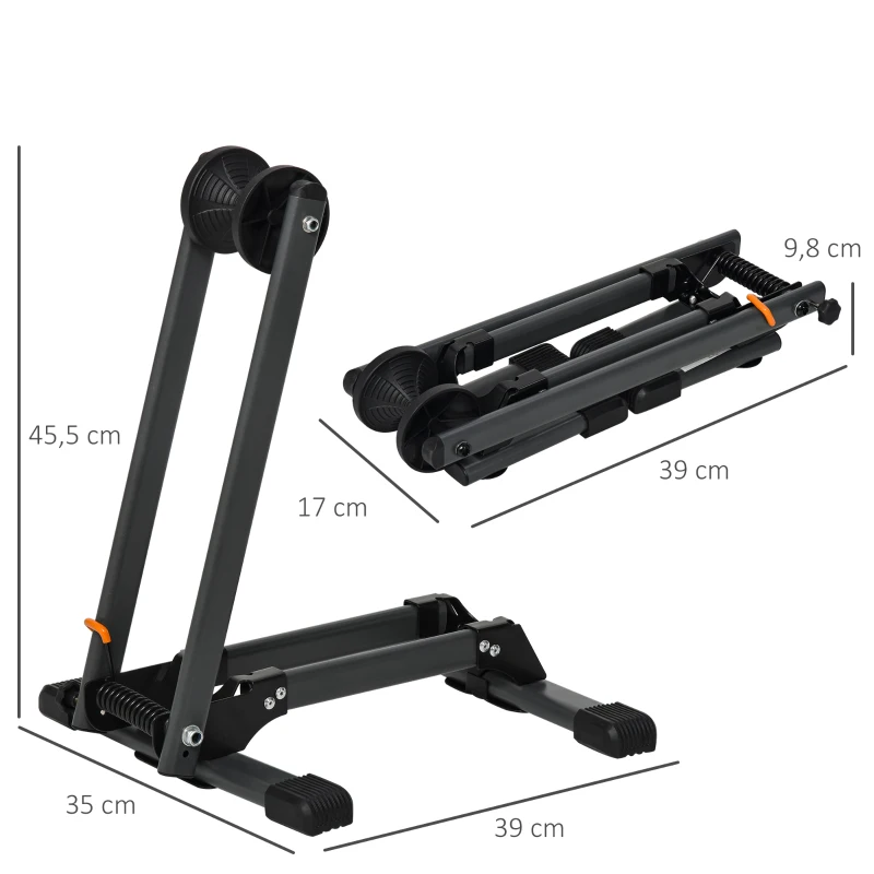 HOMCOM Suporte de bicicleta dobrável com roda inferior a 5,5 cm Dobrável 39x35x45.5