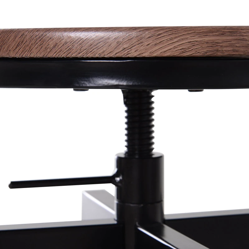 HomCom® Conjunto de Mesa e 2 Tamboretes Móveis para Bar Restaurante Conjunto de 3 peças de madeira e aço ajustável